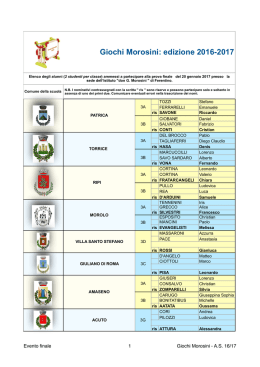 Giochi Morosini: edizione 2016-2017