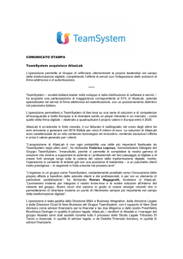 COMUNICATO STAMPA TeamSystem acquisisce