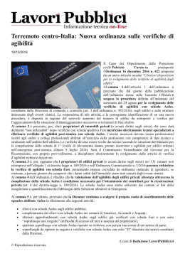 Terremoto centro-Italia: Nuova ordinanza sulle verifiche di agibilità