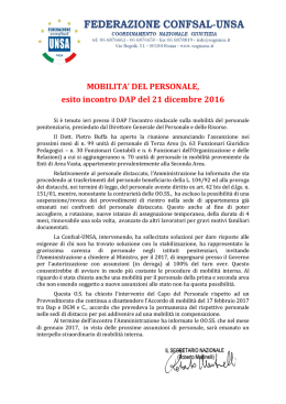 MOBILITA` DEL PERSONALE, esito incontro DAP del 21 dicembre