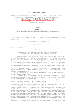 LEGGE 11 dicembre 2016, n. 232
