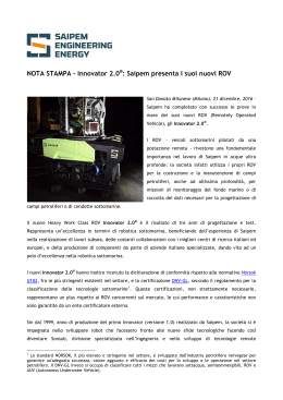 NOTA STAMPA - Innovator 2.0®: Saipem presenta i suoi nuovi ROV