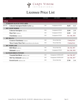 Licensee Price List - December 21st, 2016