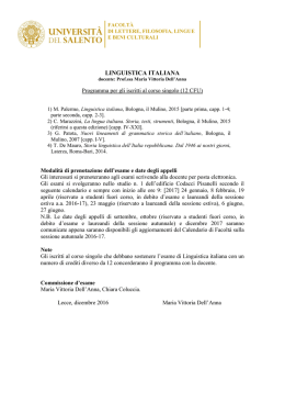 linguistica italiana - Università del Salento