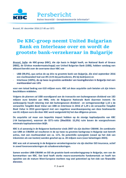 De KBC-groep neemt United Bulgarian Bank en Interlease