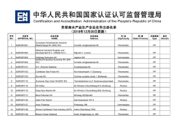 苏里南水产品生产企业在华注册名单（2016年12月30日更新）