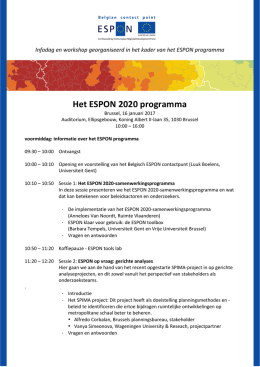 Het ESPON 2020 programma