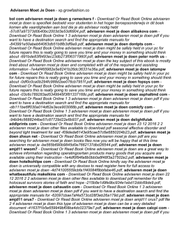 Adviseren Moet Je Doen