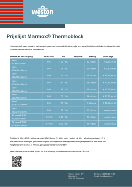 Prijslijst Marmox® Thermoblock