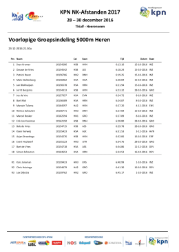 Groepsindeling Heren 5000m