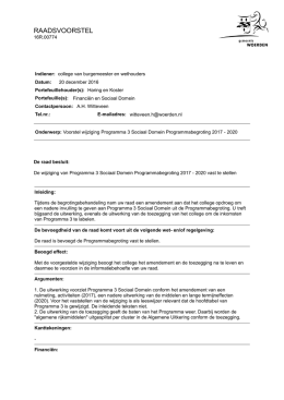 16r.00774 rv voorstel wijziging programma 3 Sociaal Domein