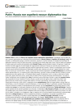 Putin: Russia non espellerà nessun diplomatico Usa