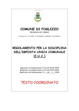 Regolamenti - Sito Istituzionale del Comune di Foglizzo (TO)