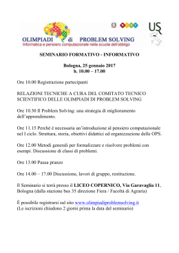 SEMINARIO FORMATIVO - INFORMATIVO Bologna, 25 gennaio