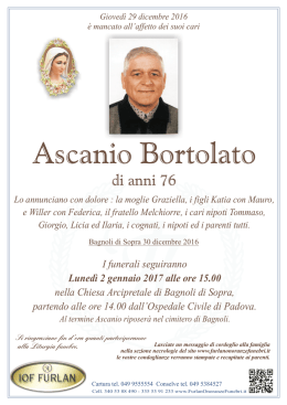 Ascanio Bortolato - Annuario Onoranze