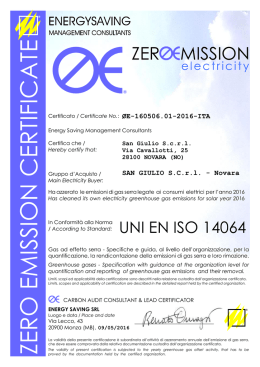 Certificato Zero Emission 2016