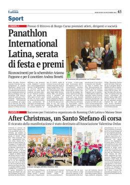 Panathlon International Latina, serata di festa e premi