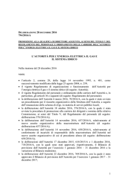 1 794/2016/A L`AUTORIT&Agrave; PER L`ENERGIA ELETTRICA IL GAS E