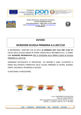 avviso iscrizioni scuola primaria as2017/18 - Favria
