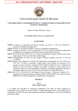 Facsimile bando assegni di ricerca - Università degli Studi di Messina