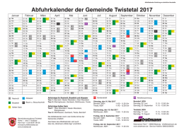Abfuhrkalender der Gemeinde Twistetal 2017