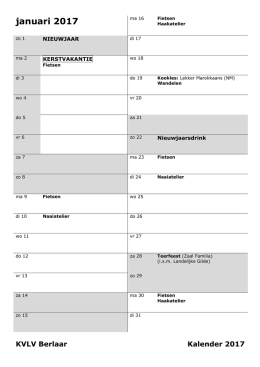 Kalender 2017 - KVLV Berlaar