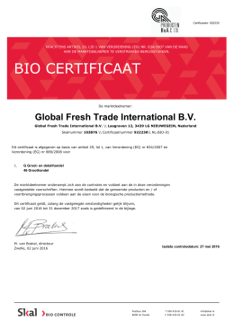 bio certificaat - Global Fresh Trade