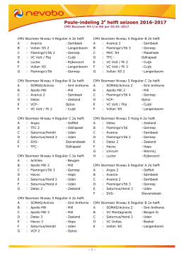 Poule-indeling 2e helft seizoen 2016-2017