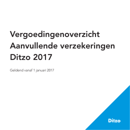 Vergoedingenoverzicht Aanvullende verzekeringen Ditzo 2017