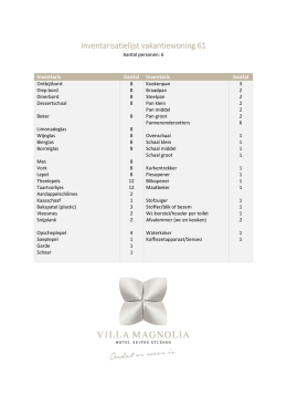 Inventarislijst - Villa Magnolia