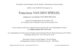 Franciscus VAN DEN SPIEGEL - Home. pauwels begrafenissen