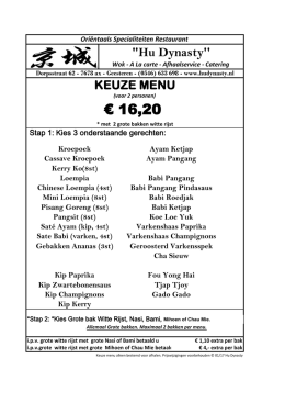 Keuze menu - Hu Dynasty