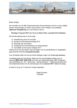 Algemene Vergadering - KBC Gepensioneerden Kring Antwerpen