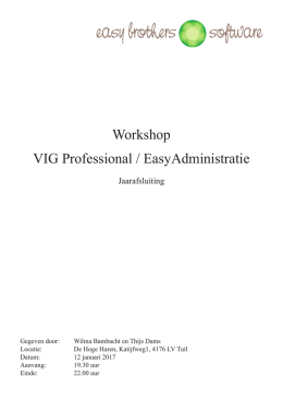Workshop VIG Professional / EasyAdministratie