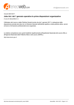 Jobs Act: dal 1 gennaio operative le prime disposizioni