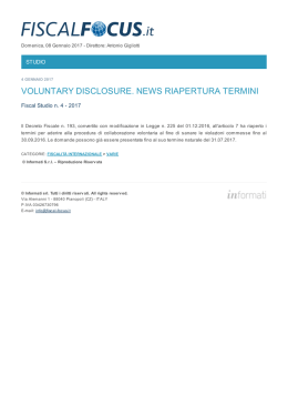 voluntary disclosure. news riapertura termini