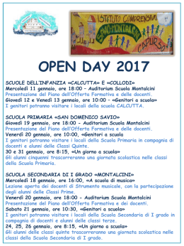 open day riassuntivo 2017 - Istituto Comprensivo "Savio