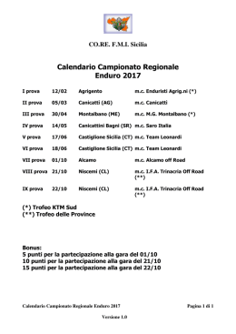 Calendario Campionato Regionale Enduro 2017