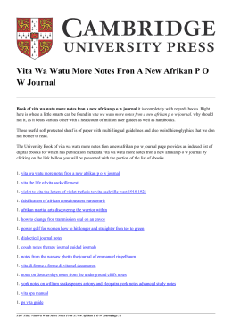 Vita Wa Watu More Notes Fron A New Afrikan P O W Journal