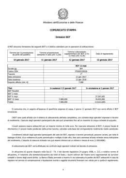 COMUNICATO STAMPA - Ministero dell`Economia e delle Finanze