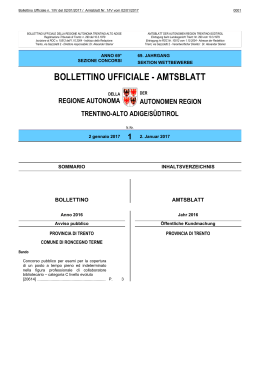 Bollettino n. 1 del 02/01/2017 - Regione Autonoma Trentino