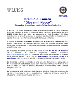Premio di Laurea “Giovanni Nocco” - Diritto allo Studio