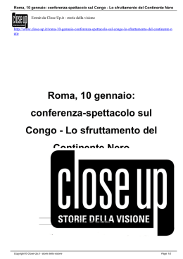 Roma, 10 gennaio: conferenza-spettacolo sul Congo