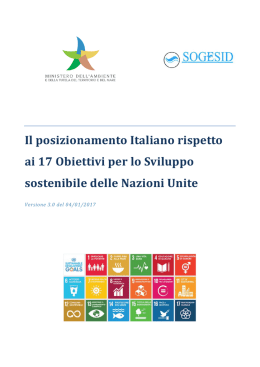 Il posizionamento Italiano rispetto ai 17 Obiettivi per lo Sviluppo