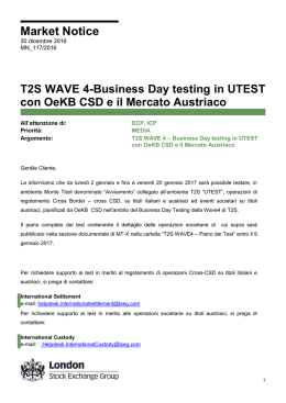 T2S WAVE 4-Business Day testing in UTEST con OeKB CSD e il
