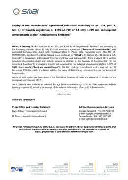 Expiry of the shareholders` agreement published