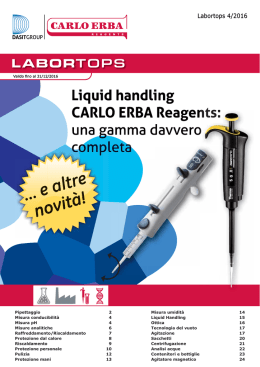 Pipettaggio Misura conducibilit&agrave; Misura pH Misure analitiche