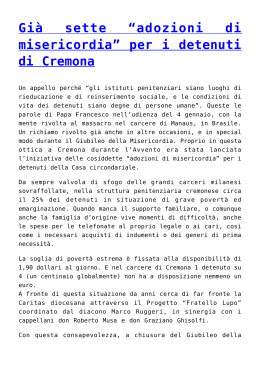 Già sette “adozioni di misericordia” per i detenuti di Cremona