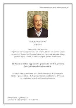 Egidio Rigotto - Annunci Funebri