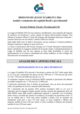 LEGGE DI STABILIT&Agrave; 2016 &ndash; Analisi e commento del servizio